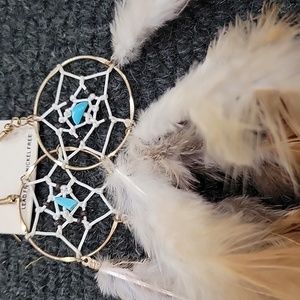 Dream catcher earrings with turquoise and feathers